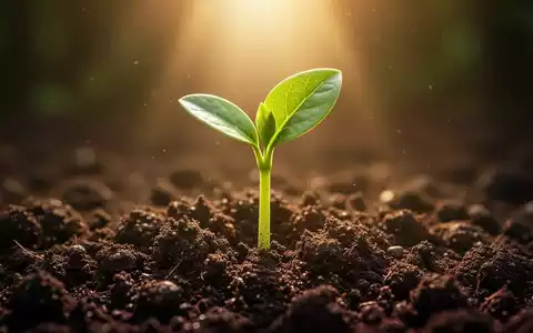 Eine einzelne grüne Pflanze wächst aus der Erde, beleuchtet von warmem Licht, das Wachstum und Stärke symbolisiert. - Foto: über boerse-global.de