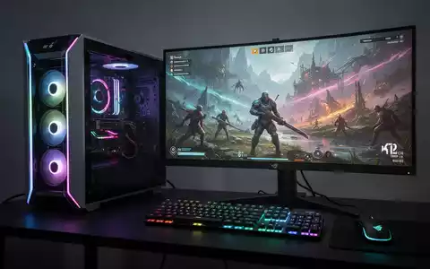 A high-end gaming PC setup with a desktop tower, ultrawide monitor, mechanical keyboard, and mouse. - Foto: über boerse-global.de