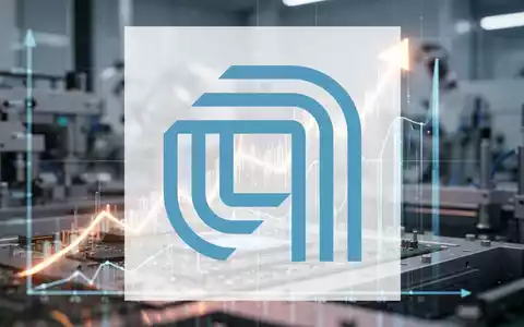 Eine stilisierte Darstellung eines aufwärts gerichteten Börsencharts aus Licht über einer unscharfen modernen Halbleiterfertigungsanlage. - Foto: über boerse-global.de