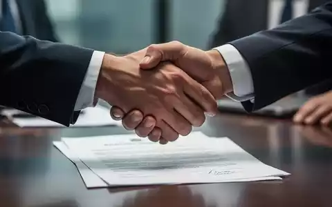 Zwei Hände im Anzug schütteln sich über einem Verhandlungstisch, ein Vertrag im Hintergrund. Symbolisiert Tarifverhandlungen im Bankensektor. - Foto: über boerse-global.de