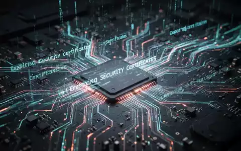 Close-up of a glowing, intricate circuit board with digital data streams, symbolizing expiring security certificates. - Foto: über boerse-global.de
