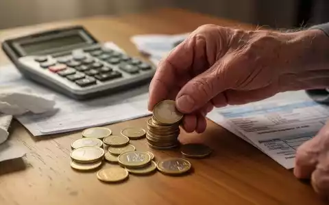 Nahaufnahme einer älteren Hand, die Euro-Münzen zählt, mit verschwommenen medizinischen Rechnungen im Hintergrund, symbolisiert steigende Gesundheitskosten. - Foto: über boerse-global.de