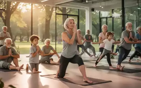 Menschen unterschiedlichen Alters praktizieren Yoga und Achtsamkeit in einer ruhigen Umgebung, die Resilienz und Wohlbefinden symbolisiert. - Foto: über boerse-global.de