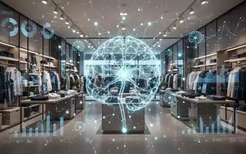 Eine futuristische Darstellung eines Einzelhandelsbereichs mit überlagerten, leuchtenden neuronalen Netzwerken, die KI und Datenflüsse symbolisieren. - Foto: über boerse-global.de