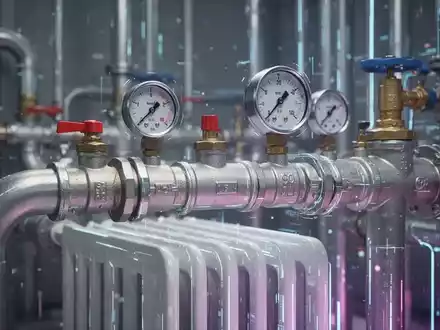 Nahaufnahme eines modernen Heizungsrohrsystems mit Ventilen und Manometern, das die Energiewende und Vorschriften symbolisiert. - Foto: über boerse-global.de