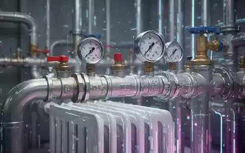 Nahaufnahme eines modernen Heizungsrohrsystems mit Ventilen und Manometern, das die Energiewende und Vorschriften symbolisiert. - Foto: über boerse-global.de