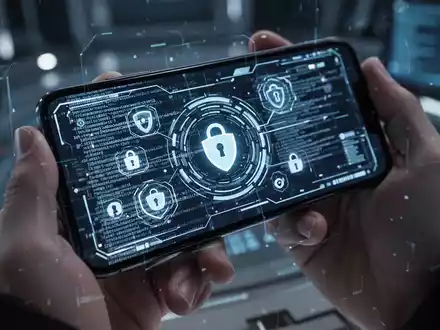 A smartphone screen showing security code and digital lock icons, held by hands, symbolizing app security and verification. - Foto: über boerse-global.de