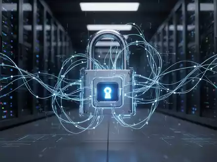 A digital padlock is bypassed by glowing blue lines, symbolizing a security vulnerability and data flow around security measures. - Foto: über boerse-global.de