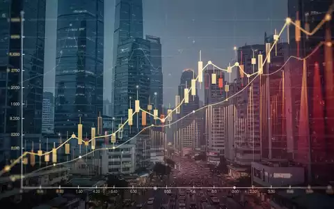 Eine stilisierte, aufwärts gerichtete Börsenkurve vor dem Hintergrund moderner Finanzgebäude in einer asiatischen Stadt. - Foto: über boerse-global.de