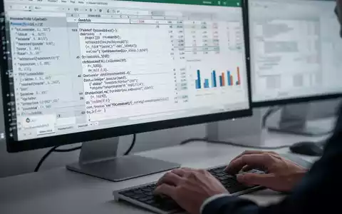 Close-up of a computer screen showing Excel spreadsheets with optimized formulas, with blurred hands typing on a keyboard. - Foto: über boerse-global.de