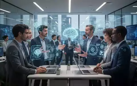 Mitarbeiter von Samsung nutzen ChatGPT Enterprise in einem modernen Büro mit holografischen Schnittstellen. - Foto: über boerse-global.de