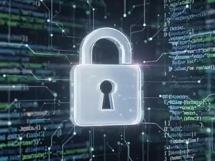 A glowing padlock icon overlaid on a background of abstract data streams and code, symbolizing data security and AI access control. - Foto: über boerse-global.de