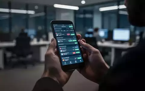 Hände halten ein Smartphone mit Wett-App, unscharfer Bürohintergrund. Symbolisiert Glücksspielsucht und digitale Ablenkung am Arbeitsplatz. - Foto: über boerse-global.de