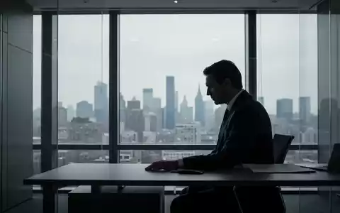 Eine Führungskraft blickt nachdenklich aus einem Bürofenster über eine Stadt, die Belastung und Isolation symbolisiert. - Foto: über boerse-global.de