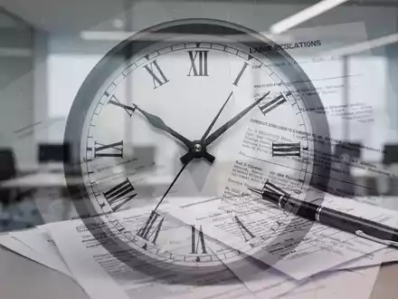 Eine Uhr, die auf unscharfen Rechtsdokumenten liegt, symbolisiert die Reform des Arbeitszeitgesetzes und bürokratische Hürden. - Foto: über boerse-global.de
