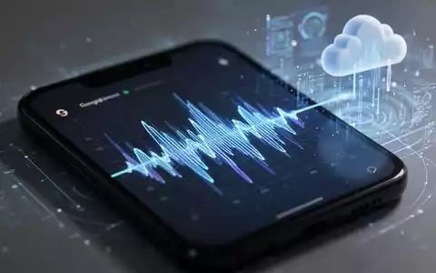 A smartphone screen showing a voice search waveform with AI elements, representing Google's software updates. - Foto: über boerse-global.de