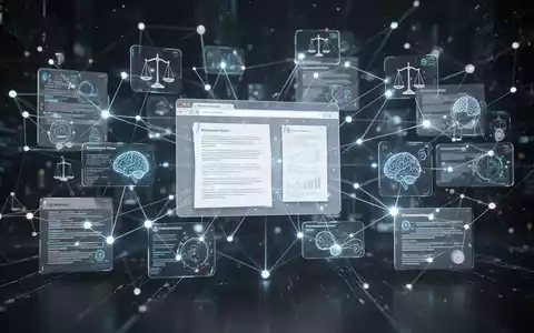 A glowing, interconnected network of digital documents and data nodes, symbolizing browser-based document management and AI platforms. - Foto: über boerse-global.de