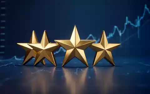 Ein stilisiertes, goldenes Fünf-Sterne-Symbol auf einem tiefblauen Hintergrund mit einer angedeuteten Finanzkurve. - Foto: über boerse-global.de