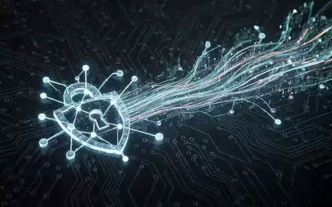 Abstract digital image showing glowing data lines leaking from a network symbol, illustrating a cybersecurity vulnerability. - Foto: über boerse-global.de