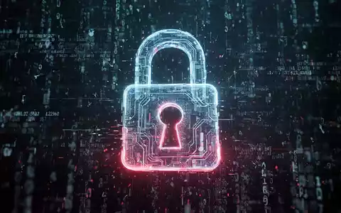Abstraktes digitales Vorhängeschloss über einem dunklen, korrupten Datenstrom, das Ransomware und Datenverschlüsselung symbolisiert. - Foto: über boerse-global.de