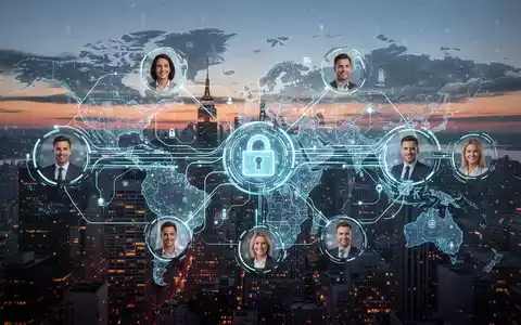Abstract image showing interconnected digital profiles and secure data flow, symbolizing global digital identity and authorization for citizens. - Foto: über boerse-global.de