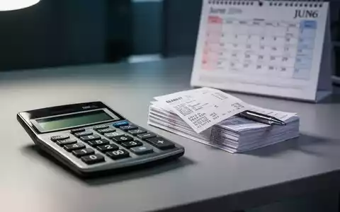 Ein Taschenrechner, Belege und ein Stift auf einem Schreibtisch mit einem Kalender, der Juni 2026 zeigt. - Foto: über boerse-global.de