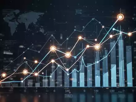 Abstract visualization of interconnected data points and glowing transaction lines, symbolizing growth and data-driven advertising in e-commerce. - Foto: über boerse-global.de