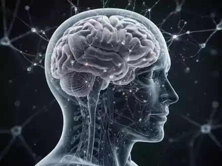 Ein stilisiertes, durchscheinendes menschliches Kopfprofil mit sichtbaren Gehirnstrukturen und subtilen, leuchtenden neuronalen Mustern. - Foto: über boerse-global.de