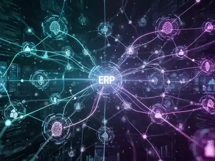 Ein futuristisches digitales Netzwerk mit leuchtenden Linien, die Datenpunkte und Knoten verbinden, die KI und Automatisierung symbolisieren. - Foto: über boerse-global.de