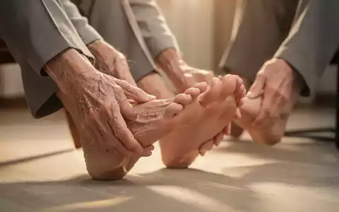 Nahaufnahme der Füße einer älteren Person, die leichte Dehnübungen macht, um die Fußgesundheit und Beweglichkeit zu fördern. - Foto: über boerse-global.de