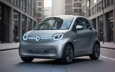 Ein schlanker, minimalistischer elektrischer Kleinwagen, ähnlich einem Smart #2, auf einer modernen Stadtstraße geparkt. - Foto: über boerse-global.de