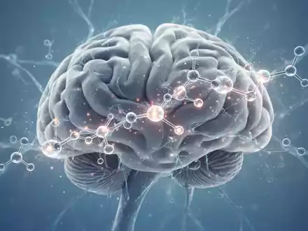 Abstrakte Darstellung des Gehirns mit leuchtenden Neuronen und stilisierten Molekülen, die neue Therapien gegen Depressionen symbolisieren. - Foto: über boerse-global.de