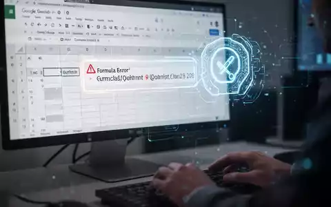 A computer screen showing a Google Sheet with a highlighted formula error and an AI-suggested correction overlay. - Foto: über boerse-global.de