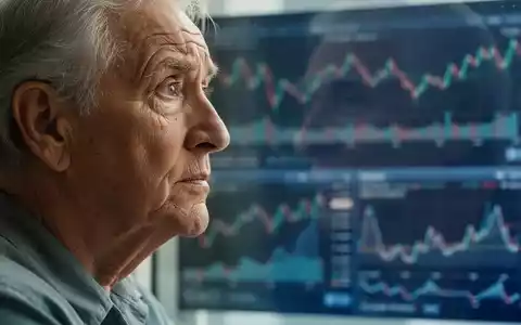 Eine nachdenkliche ältere Person blickt aus einem Fenster, im Hintergrund verschwommene Finanz- oder Medizindaten. - Foto: über boerse-global.de