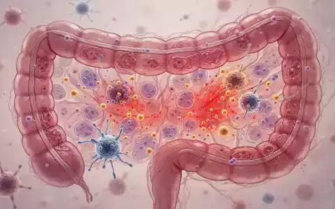 Mikroskopische Ansicht von entzündetem Darmgewebe mit verschobenen Zellen und Immunzellaktivität bei Colitis ulcerosa. - Foto: über boerse-global.de