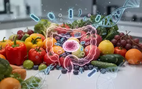 Nahaufnahme von frischem Obst und Gemüse, das auf einer sauberen Oberfläche angeordnet ist, mit einer subtilen Überlagerung von Mikrobiom-Elementen. - Foto: über boerse-global.de