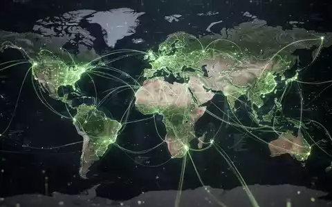 Ein abstraktes digitales Netzwerk globaler Lieferketten mit leuchtenden Linien und Knoten, das Datenfluss und Nachhaltigkeit symbolisiert. - Foto: über boerse-global.de