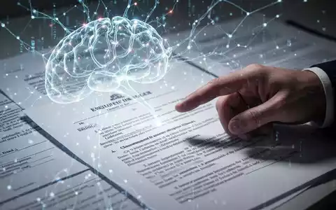 Eine abstrakte Darstellung von KI-Technologie, die sich mit juristischen Dokumenten und einer Hand vermischt und die Auswirkungen von KI auf das Arbeitsrecht symbolisiert. - Foto: über boerse-global.de