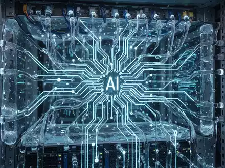 An abstract, futuristic image of glowing, interconnected circuits within a liquid-cooled server rack, symbolizing high-performance computing and AI. - Foto: über boerse-global.de