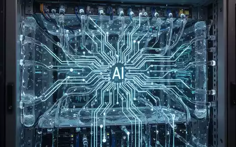 An abstract, futuristic image of glowing, interconnected circuits within a liquid-cooled server rack, symbolizing high-performance computing and AI. - Foto: über boerse-global.de