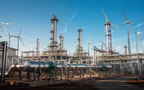 Eine industrielle Anlage für erneuerbare Energien mit fortschrittlicher Technologie unter blauem Himmel, die Nachhaltigkeit symbolisiert. - Foto: über boerse-global.de