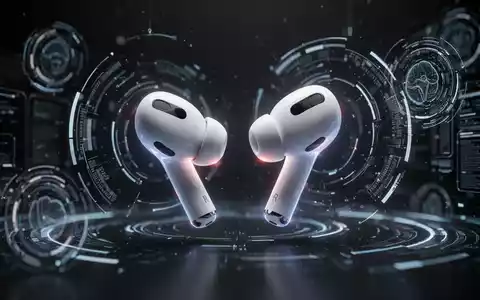 Apple AirPods Pro earbuds with a sleek, futuristic design, surrounded by subtle digital light effects, suggesting advanced technology. - Foto: über boerse-global.de