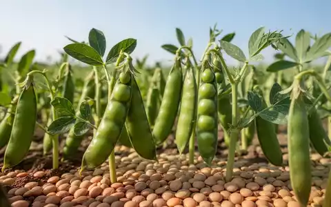 Nahaufnahme von grünen Erbsen und Linsen in einem Feld, die nachhaltige Landwirtschaft und pflanzliche Proteine symbolisieren. - Foto: über boerse-global.de