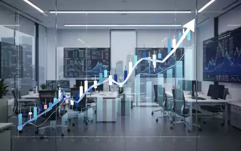 Grafische Darstellung eines Aktienkurses mit Aufwärtstrend in einem modernen Büro. Essity-Farbpalette angedeutet. - Foto: über boerse-global.de