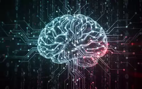 Ein stilisiertes, leuchtendes neuronales Netz oder eine Platine, teilweise verdeckt von einem digitalen Datenstrom, der ein Datenleck andeutet. - Foto: über boerse-global.de