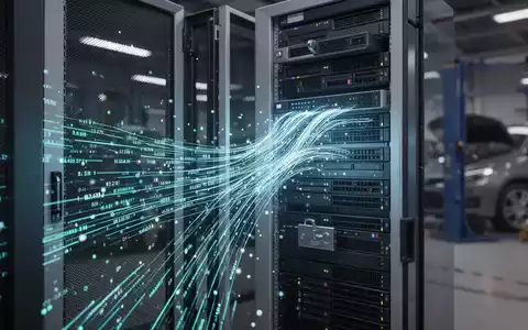 Ein stilisiertes, leuchtendes digitales Hauptbuch oder Datenstrom, der in einen modernen Serverschrank fließt, symbolisiert GoBD-Konformität. - Foto: über boerse-global.de