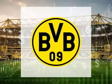 Signal Iduna Park mit Finanzdiagrammen und Dollarzeichen, die den Wert des BVB-Klubs symbolisieren. - Foto: über boerse-global.de