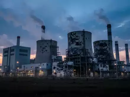 Eine weitläufige, moderne Stromanlage bei Dämmerung, die teilweise dunkel oder defekt erscheint. - Foto: über boerse-global.de