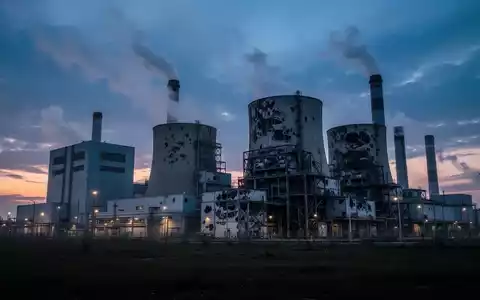 Eine weitläufige, moderne Stromanlage bei Dämmerung, die teilweise dunkel oder defekt erscheint. - Foto: über boerse-global.de