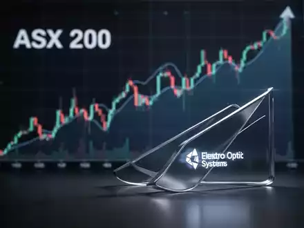 Eine stilisierte Darstellung des ASX 200-Index mit einem aufsteigenden Trend, integriert mit einem abstrakten Element für Electro Optic Systems. - Foto: über boerse-global.de